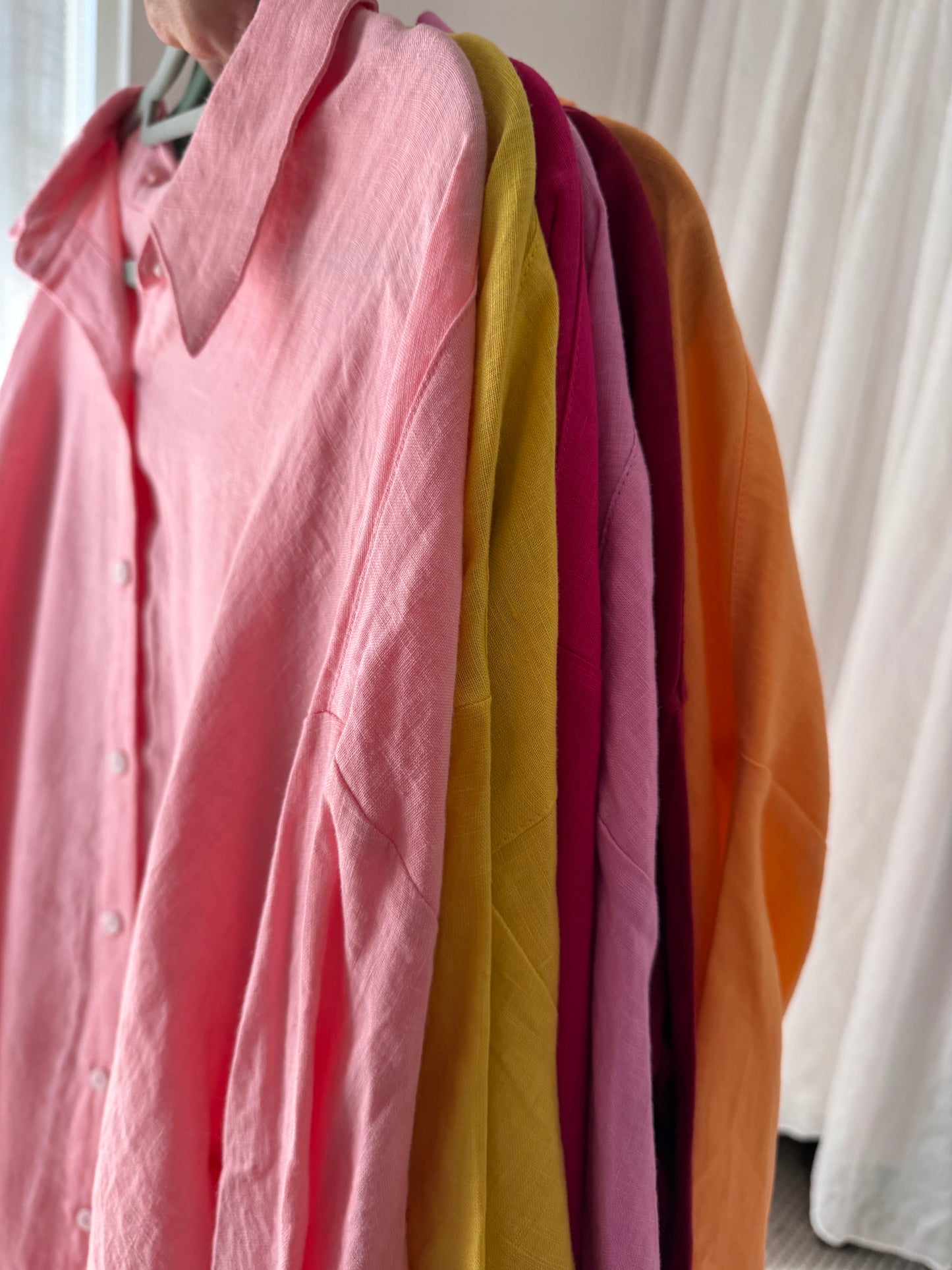 Linen Oversized Shirt - Coral Pink