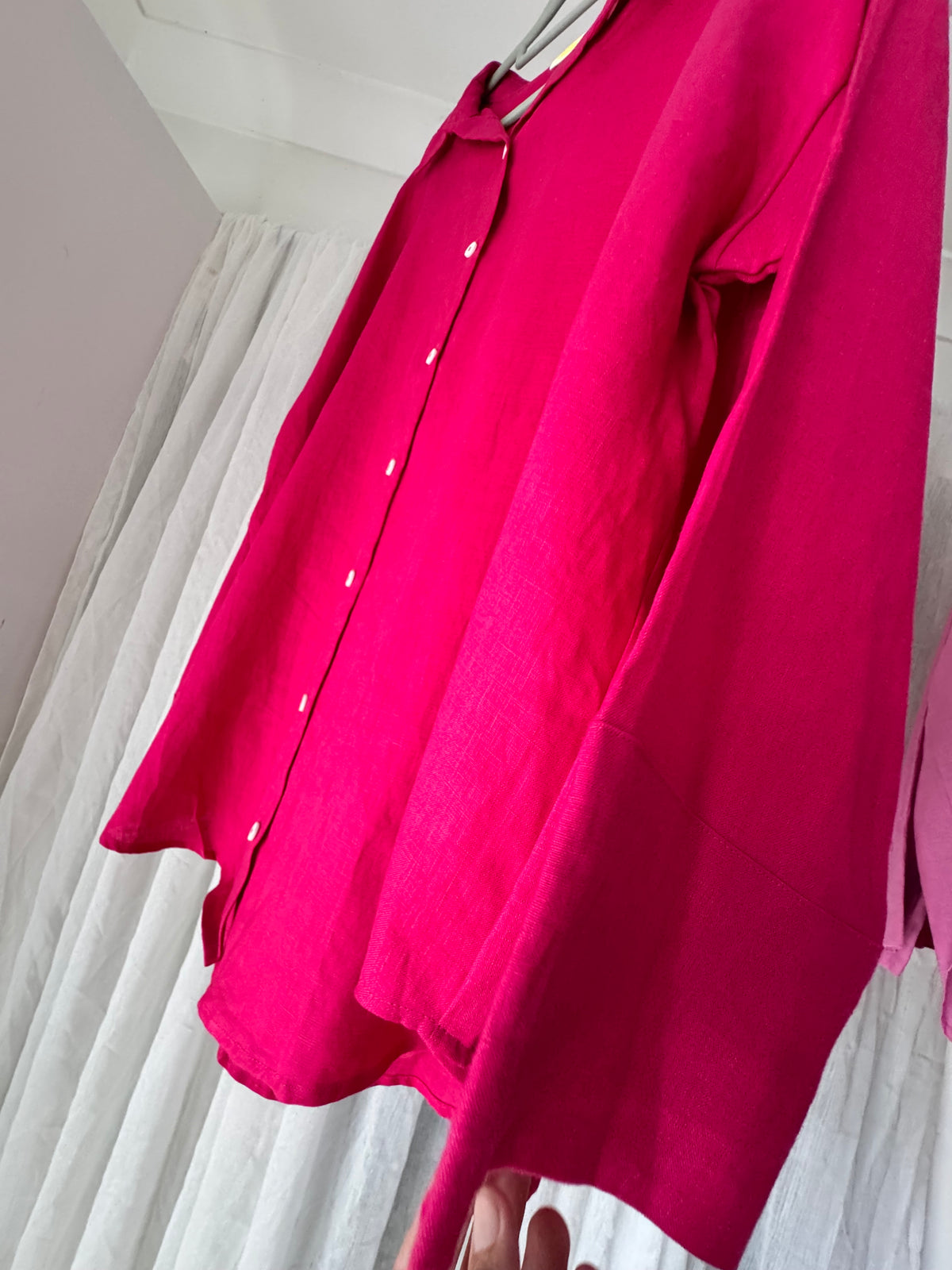 Linen Oversized Shirt - Hot Pink