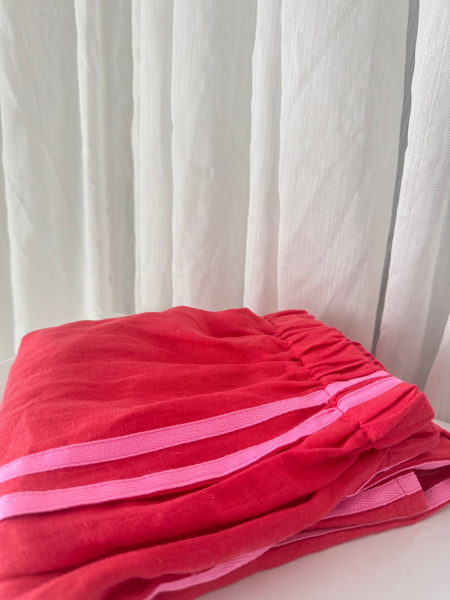 Linen Pant - Watermelon (Bright Pink Stripe)