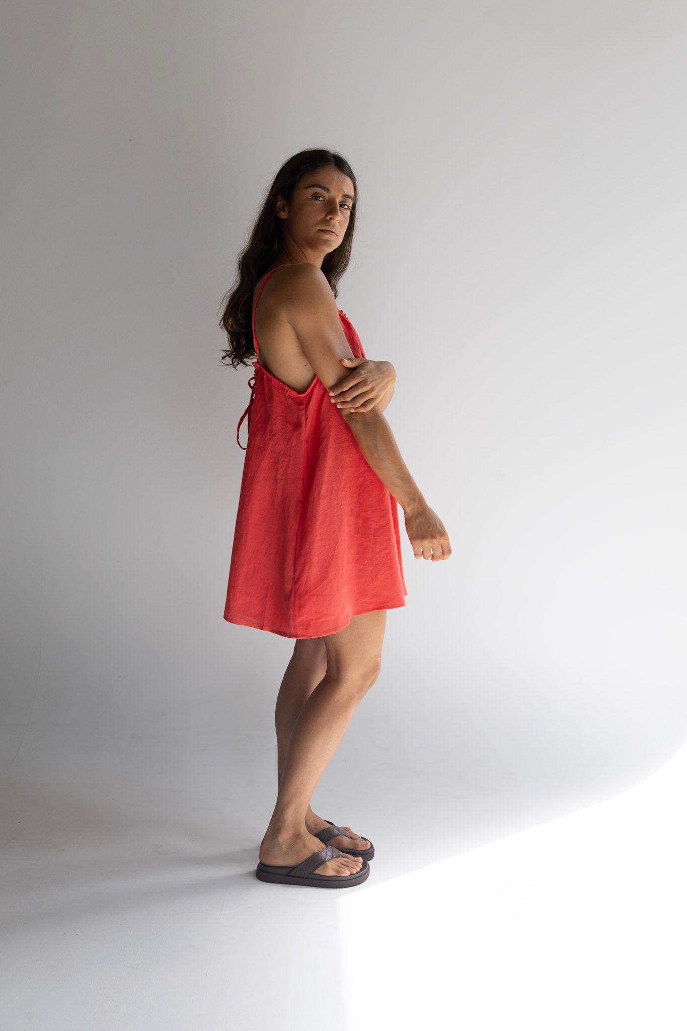 Linen Mini Dress - Watermelon