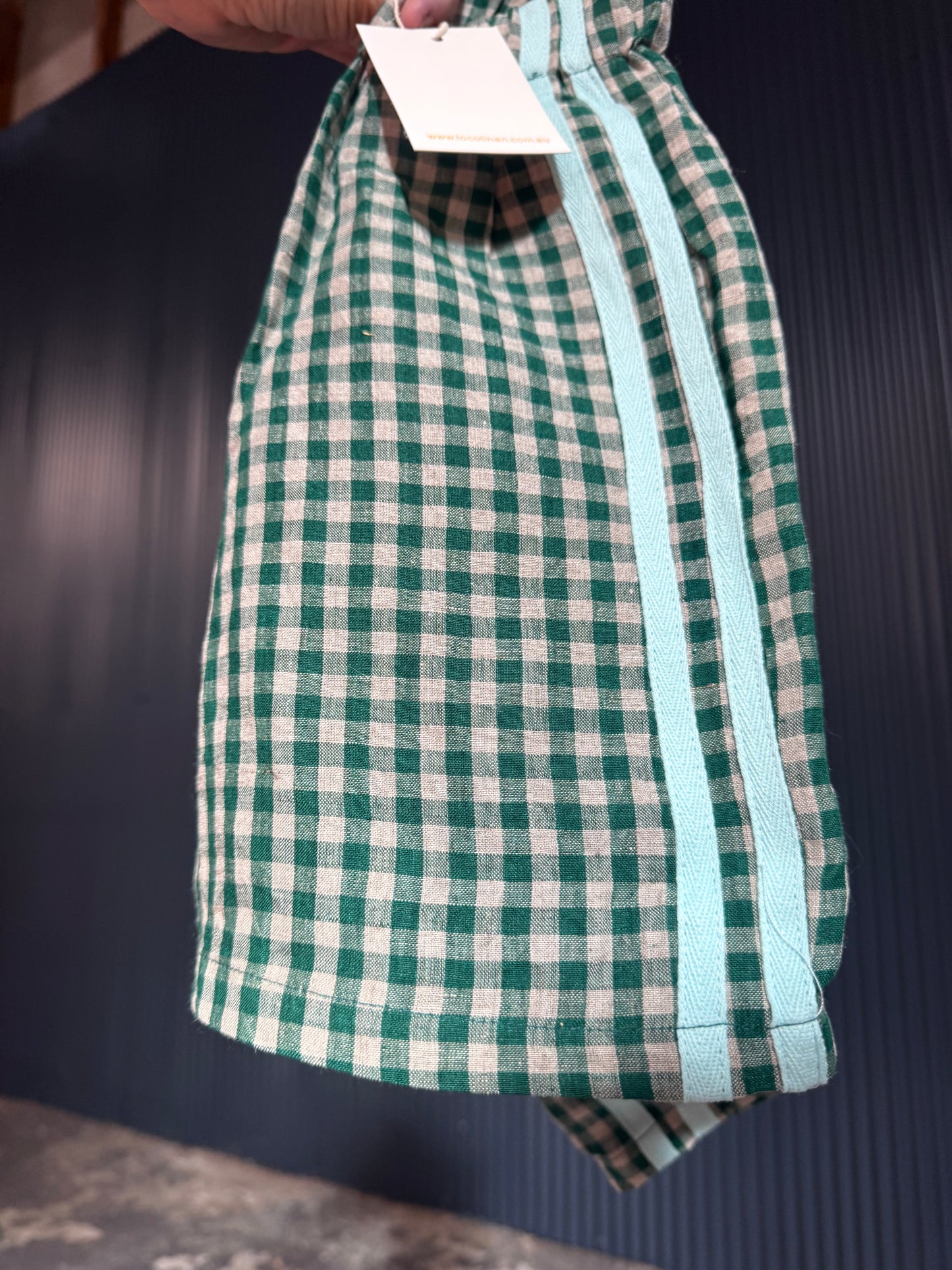 Linen Short - Green Check Short