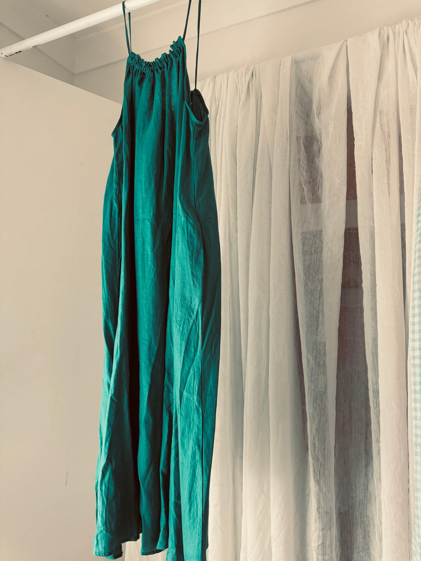 Linen Maxi Dress - Aqua