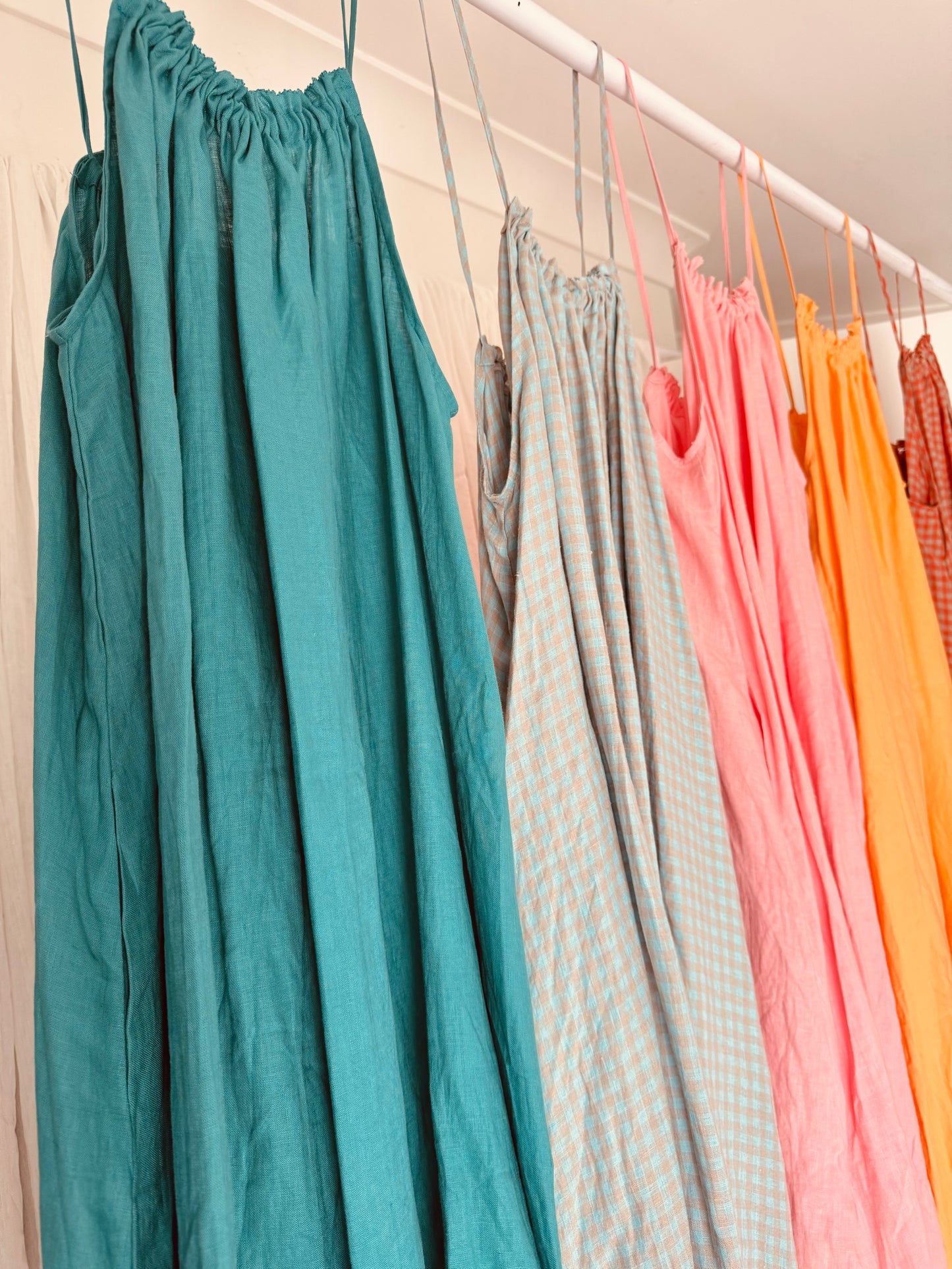 Linen Maxi Dress - Aqua
