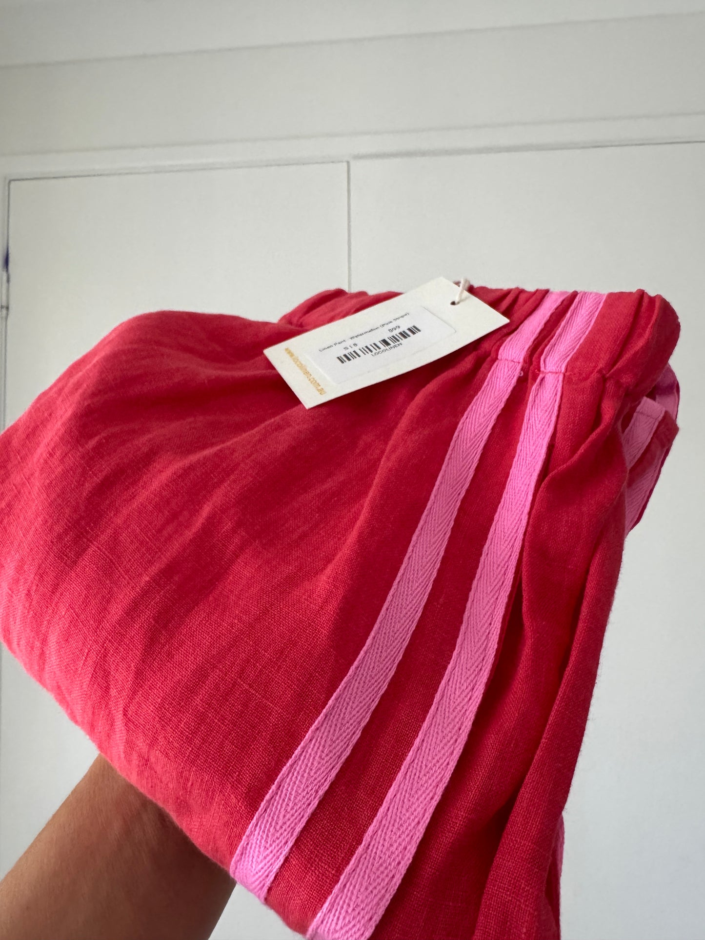 Linen Pant - Watermelon (Bright Pink Stripe)
