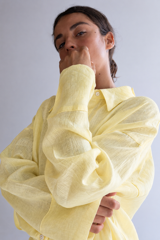 [WHOLESALE] Linen Oversized Shirt - Mellow Yellow