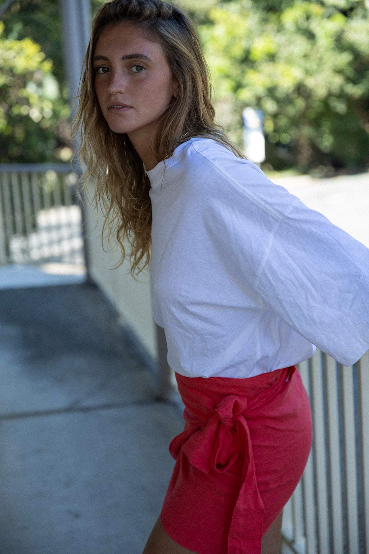 Linen Wrap Skirt  - Watermelon