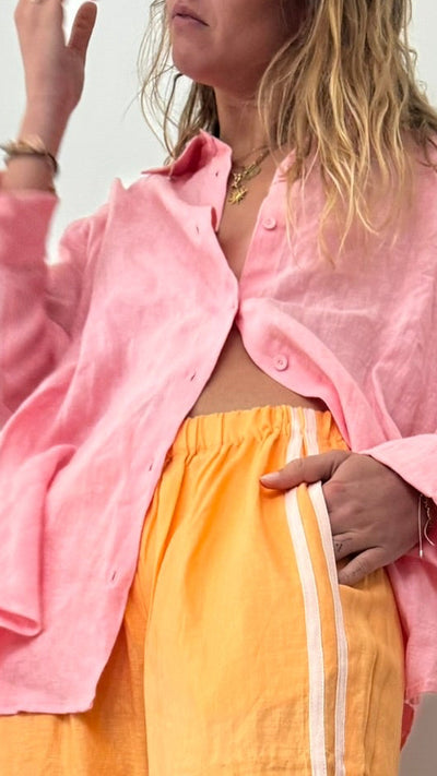 100% Linen Pant - Peach