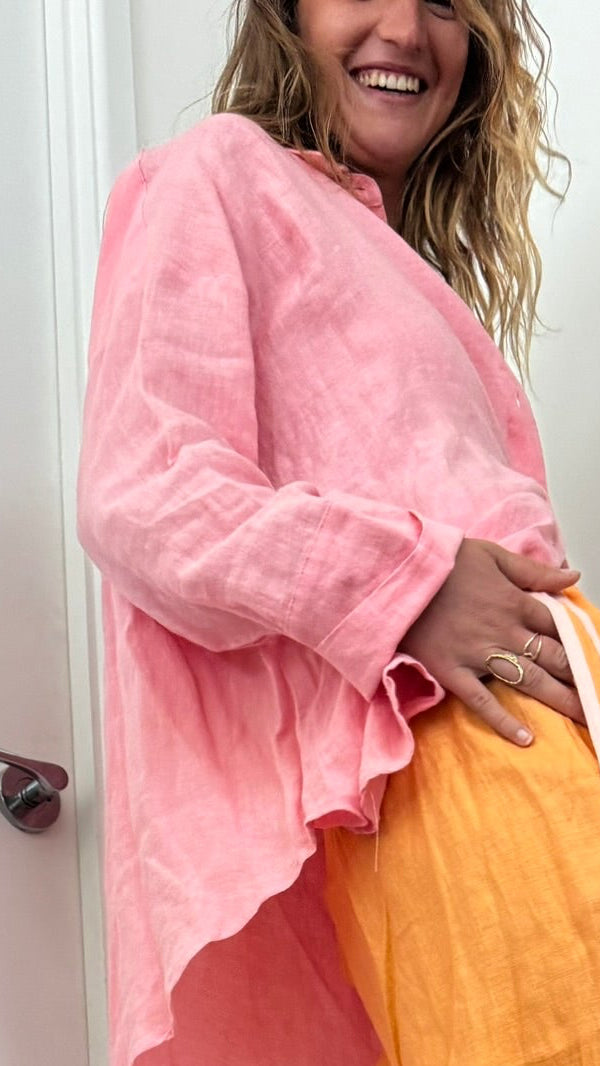100% Linen Pant - Peach