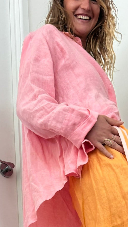 100% Linen Pant - Peach
