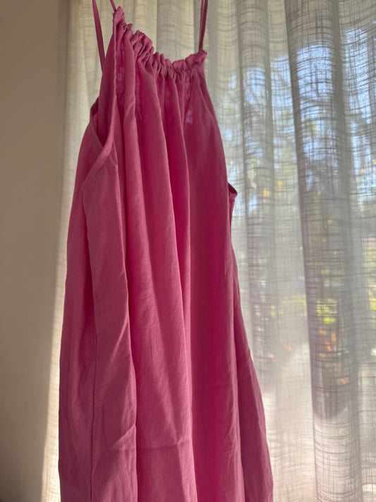 Linen Maxi Dress - Magenta