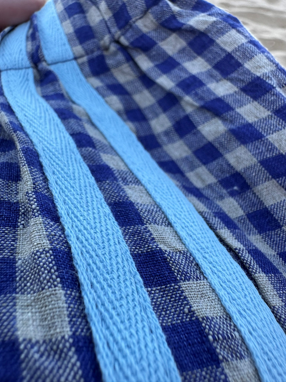 [WHOLESALE] Linen Short - Navy Blue Check