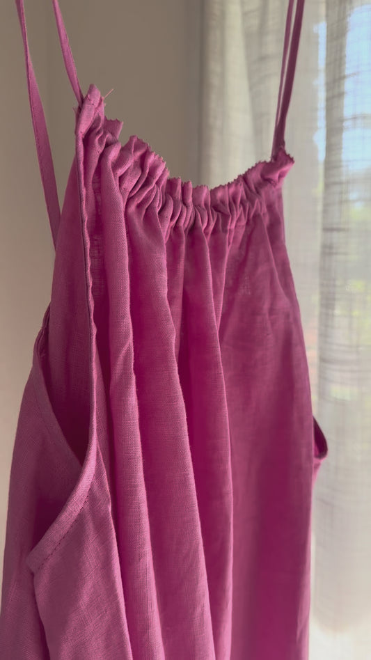 Linen Maxi Dress - Magenta